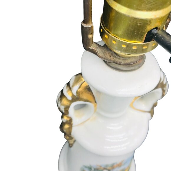 Vintage Glazed Gilded Porcelain Lamp, Table Lighting Decor, Classic French Victo - Picture 8 of 12